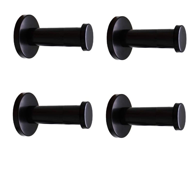 NELXULAS Classic Black Stainless Steel Heavy Duty Wall Mount Hooks, Bath Towel Hooks, Coat Hanger, Handbag Hooks, 4 in Pack (2-4/5") - Image 1